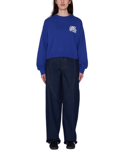OBEY DESIGN STUDIO CROPPED SWEATSHIRT MAZARINE BLUE 