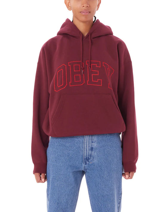 OBEY CROSS STITCH COLLEGIATE HOOD WINE