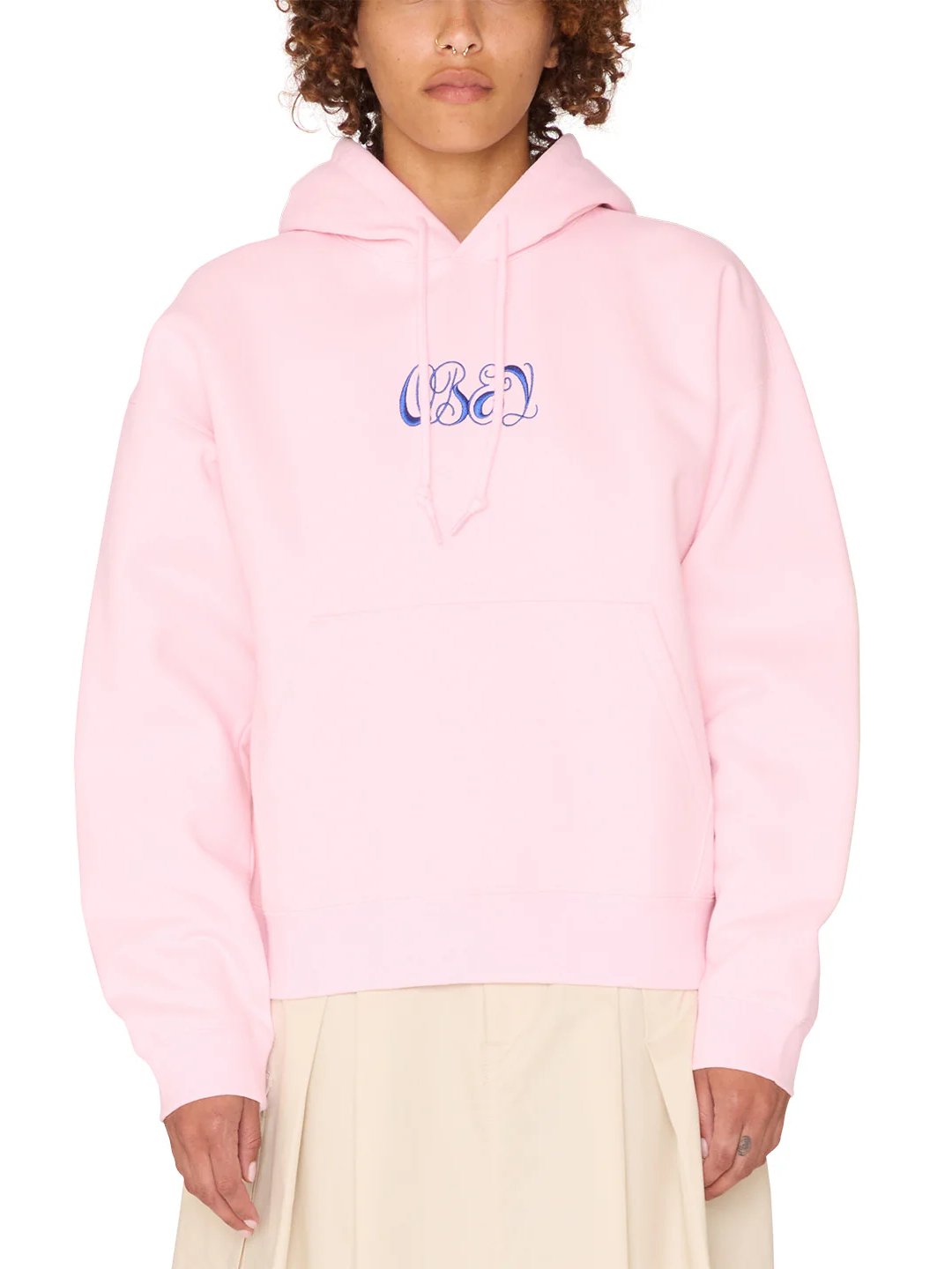 OBEY RIBBON HOODIE PINK SORBET