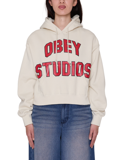 OBEY STUDIOS COLLEGIATE HOODIE SILVER BIRCH 