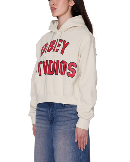 OBEY STUDIOS COLLEGIATE HOODIE SILVER BIRCH 