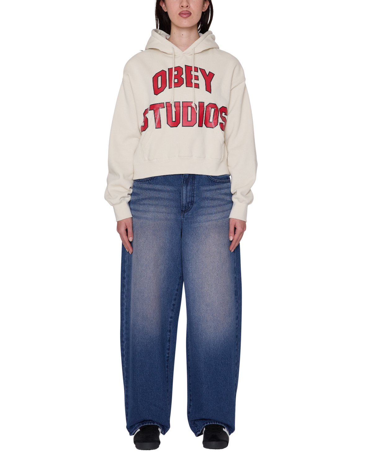 OBEY STUDIOS COLLEGIATE HOODIE SILVER BIRCH 