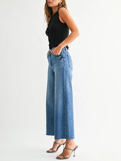 JUST BLACK DENIM SCISSOR CUT WIDE LEG JEAN MEDIUM 