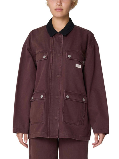 OBEY FRITZ JACKET CHOCOLATE FADED WASH