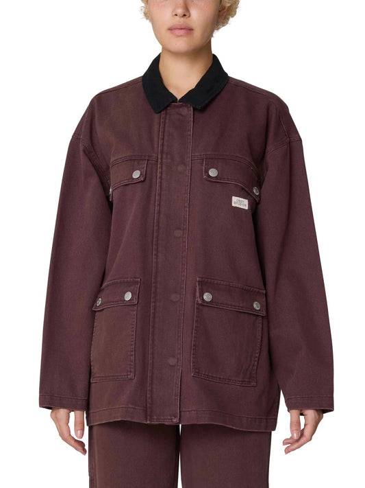 OBEY FRITZ JACKET CHOCOLATE FADED WASH