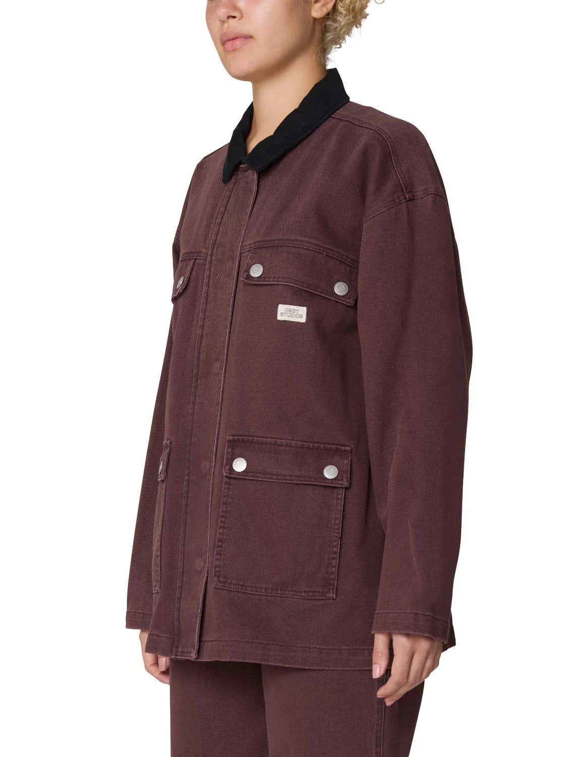 OBEY FRITZ JACKET CHOCOLATE FADED WASH