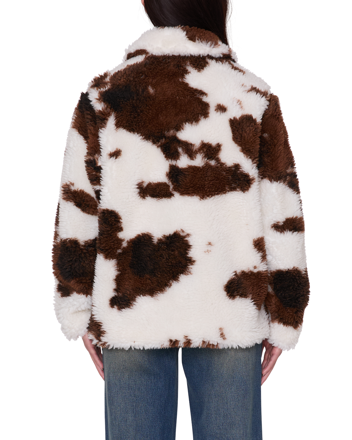 OBEY NOLIE SHERPA SHORT COAT COW PRINT 