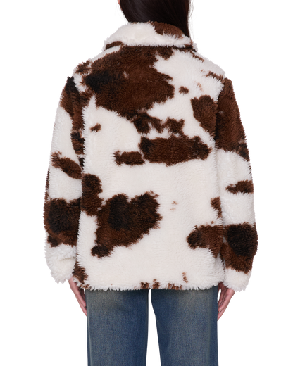 OBEY NOLIE SHERPA SHORT COAT COW PRINT 