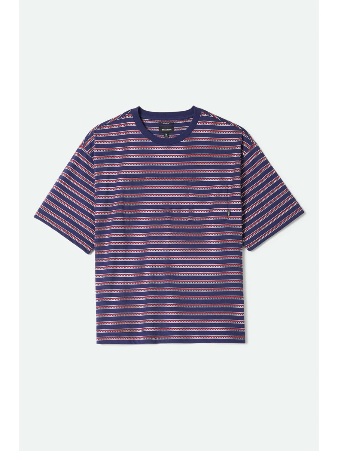 BRIXTON POOLSIDE PIQUE BOX CROP TEE WASHED NAVY 