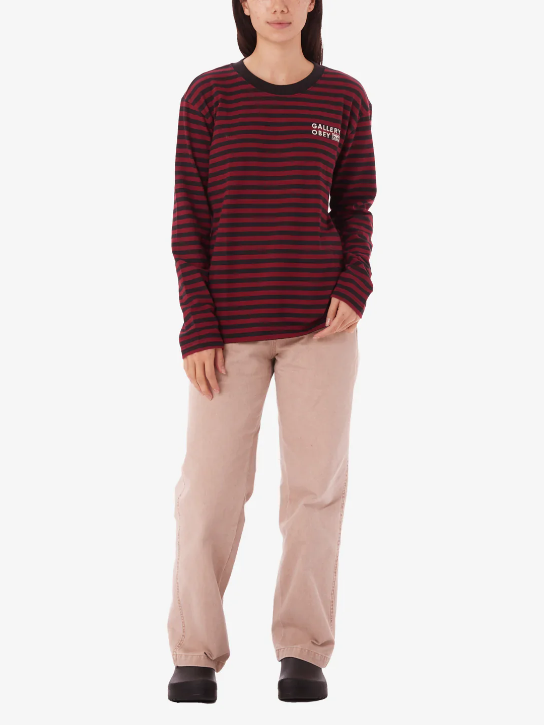 OBEY GALLERY STRIPE L/S RED MULTI