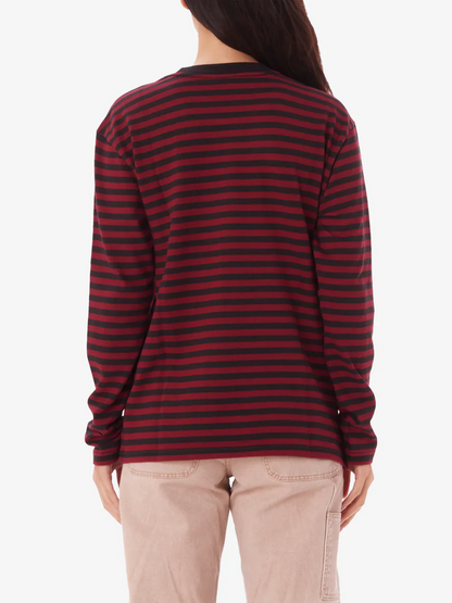 OBEY GALLERY STRIPE L/S RED MULTI