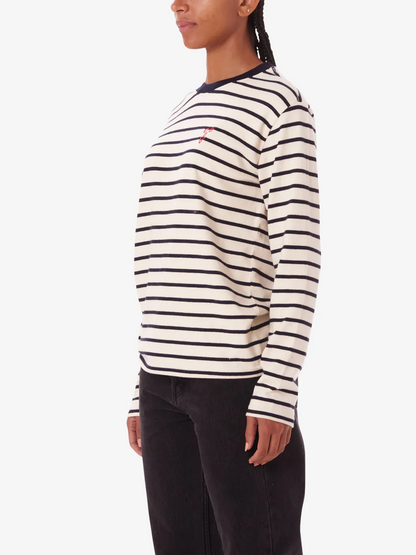 OBEY RAMONA LS STRIPE SHIRT WHITE ASPARAGUS