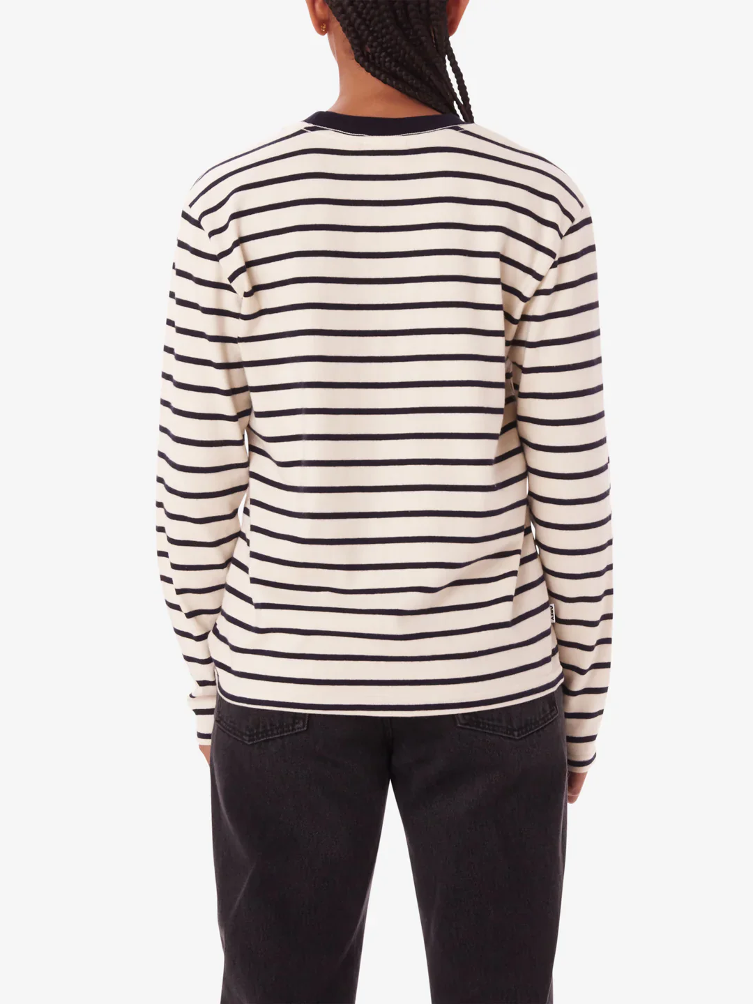 OBEY RAMONA LS STRIPE SHIRT WHITE ASPARAGUS