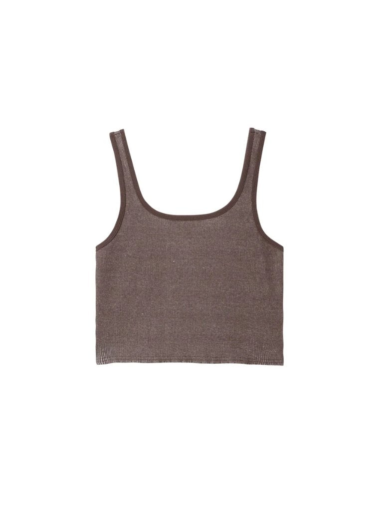 OBEY THOMSON CROPPED TANK DARK BROWN 