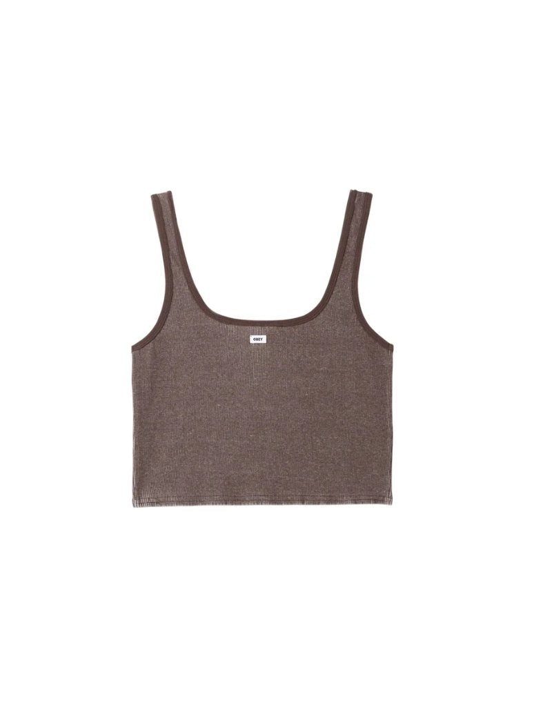 OBEY THOMSON CROPPED TANK DARK BROWN