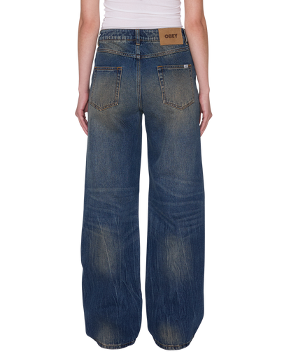 OBEY ELARA 5 POCKET DENIM BLACK MOCHA WASH 