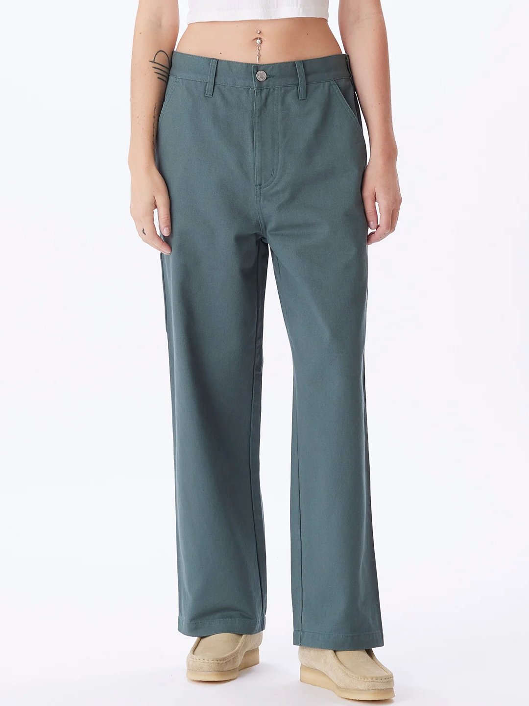 OBEY BRIGHTON CARPENTER PANT SILVER PINE FRONT