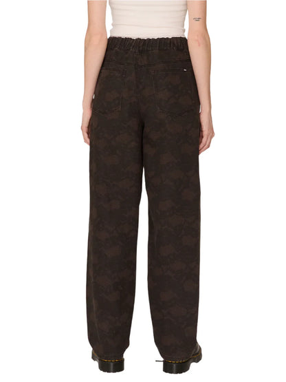 OBEY LEAH III PRINTED BAGGY PANT CHOCOLATE