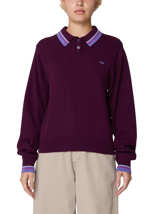 OBEY GOALIE POLO SWEATER BEET 