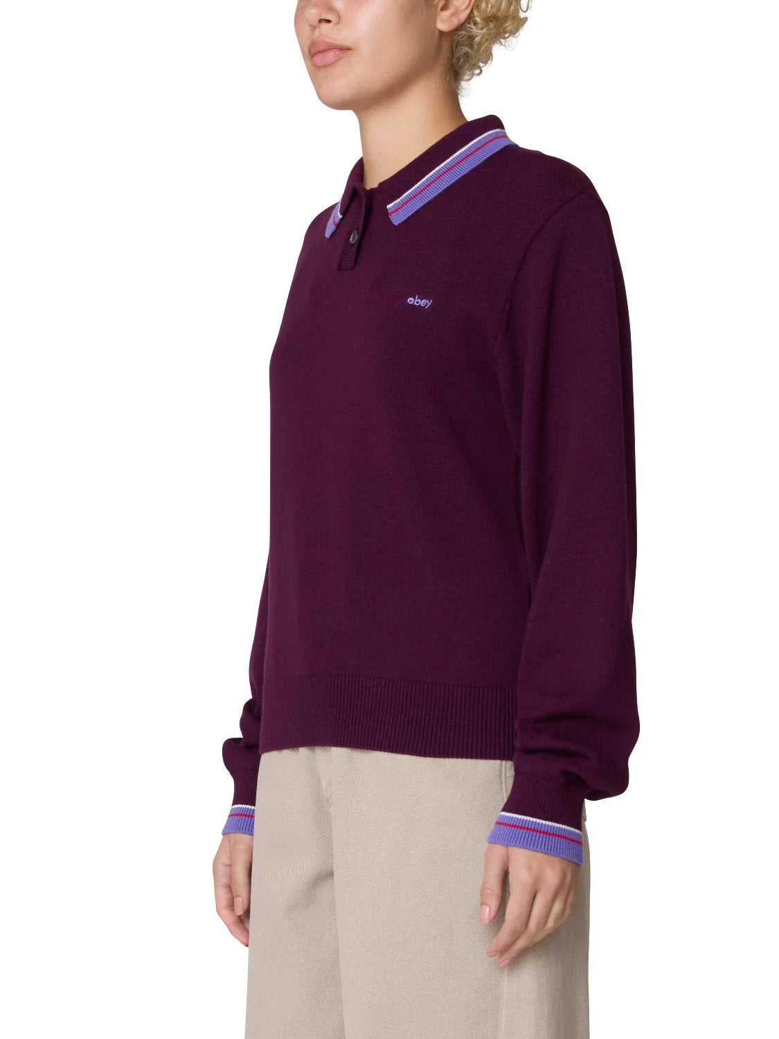 OBEY GOALIE POLO SWEATER BEET 