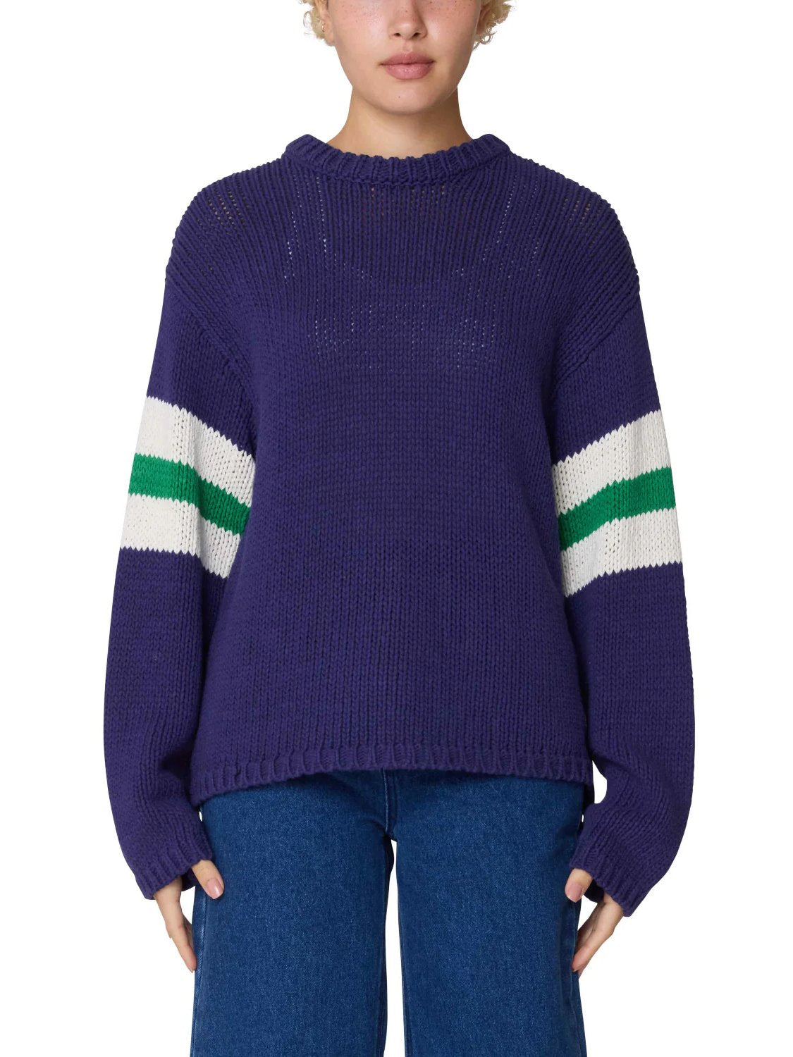 OBEY ZONE STRIPE SWEATER NAVY