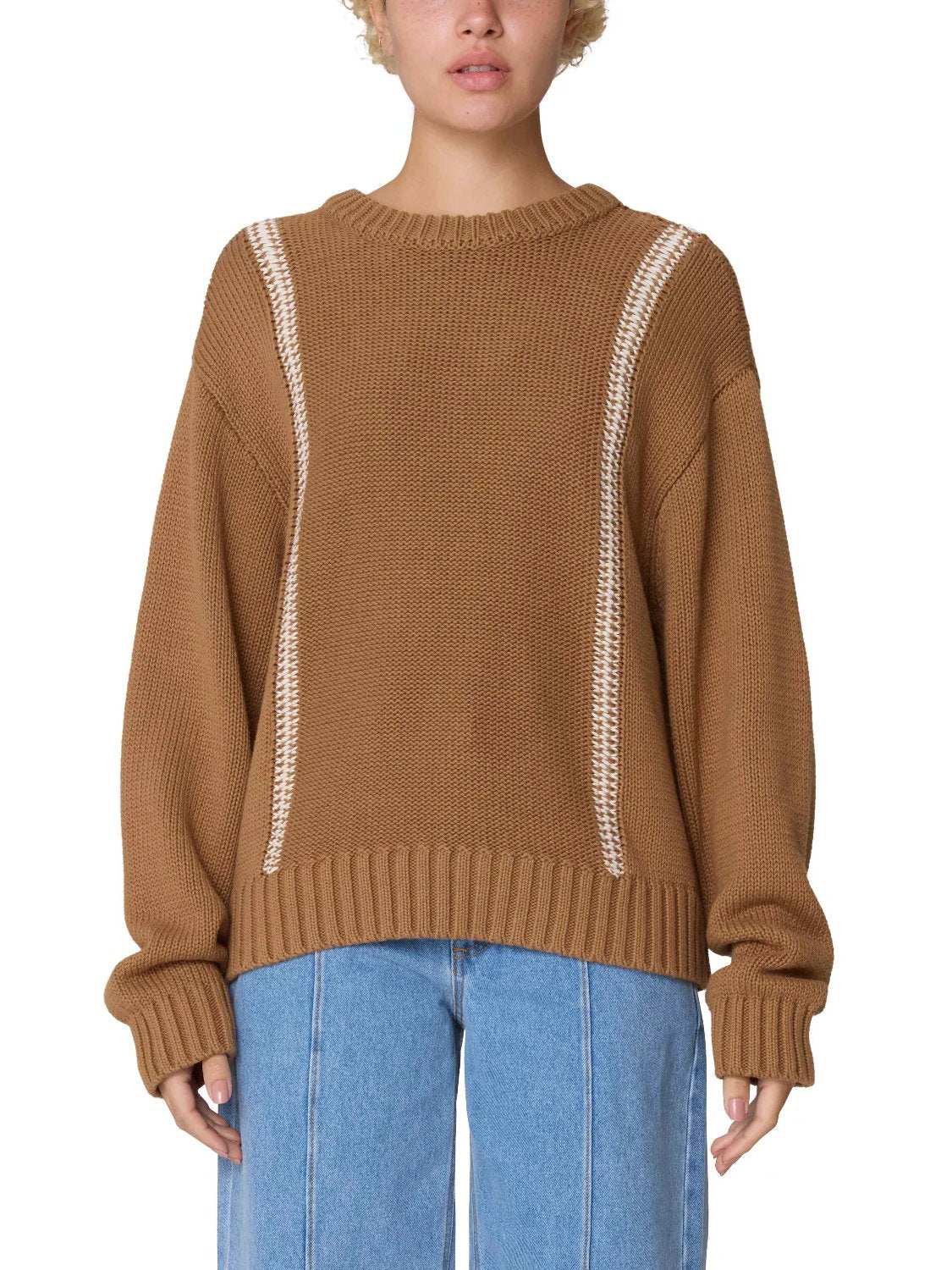 OBEY MEND STITCH CREW SWEATER CARAMEL 