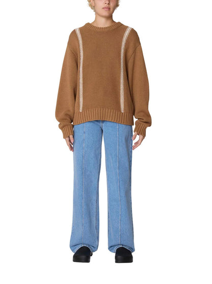 OBEY MEND STITCH CREW SWEATER CARAMEL 