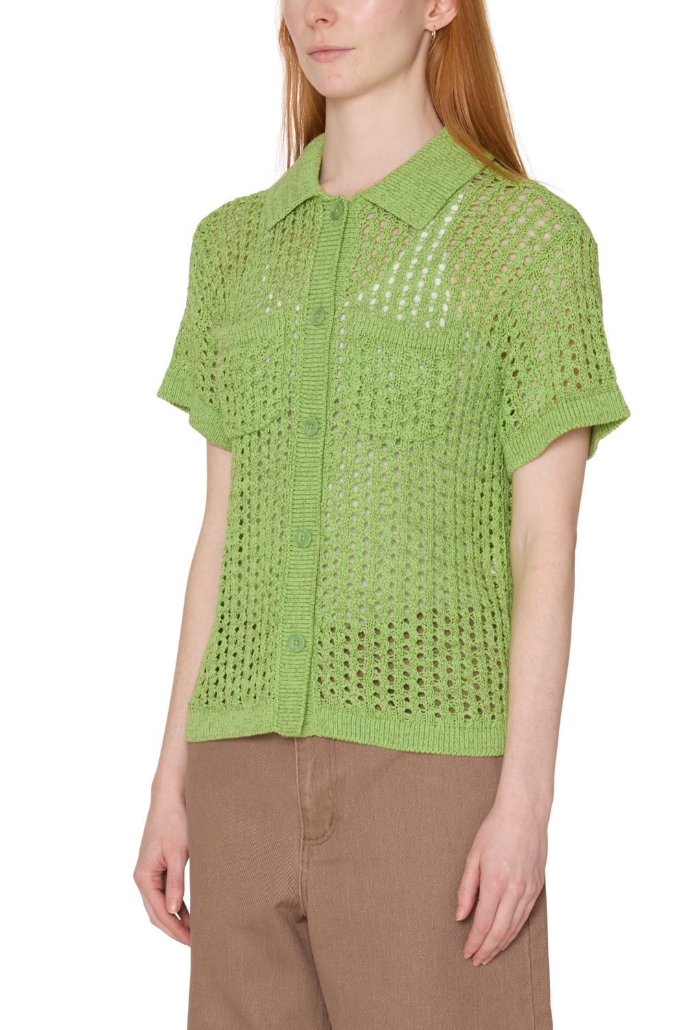 OBEY MILLY OPEN KNIT SWEATER LT GREEN MULTI 