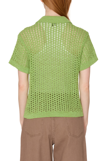 OBEY MILLY OPEN KNIT SWEATER LT GREEN MULTI 