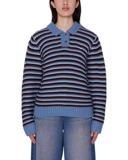 OBEY COLETTE POLO SWEATER CORONET BLUE MULTI 
