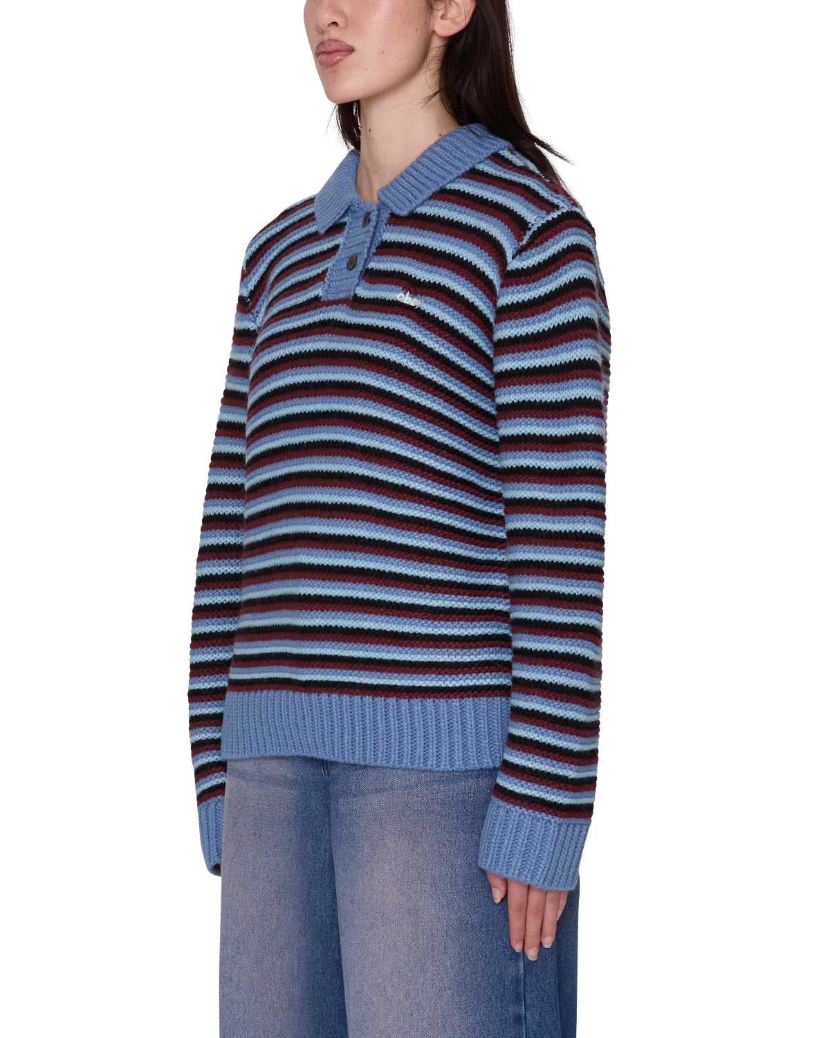OBEY COLETTE POLO SWEATER CORONET BLUE MULTI 