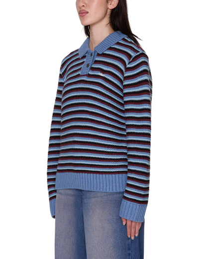 OBEY COLETTE POLO SWEATER CORONET BLUE MULTI 