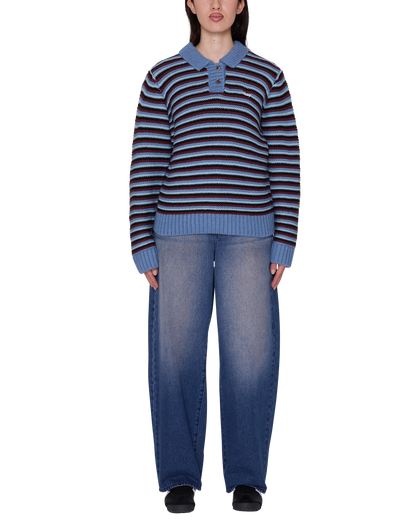 OBEY COLETTE POLO SWEATER CORONET BLUE MULTI 