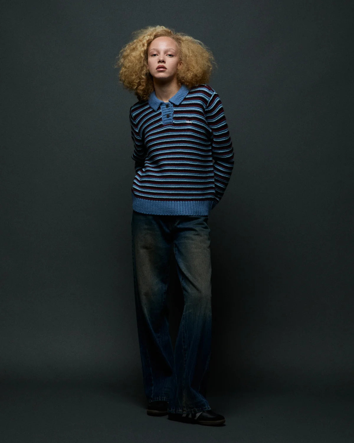 OBEY COLETTE POLO SWEATER CORONET BLUE MULTI 