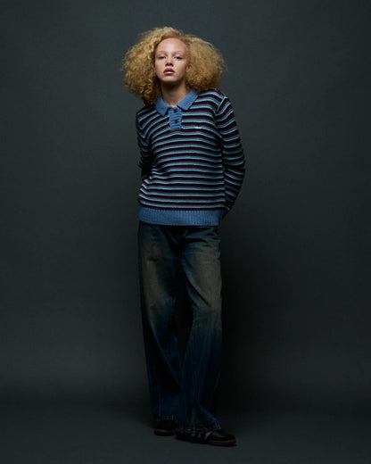 OBEY COLETTE POLO SWEATER CORONET BLUE MULTI 