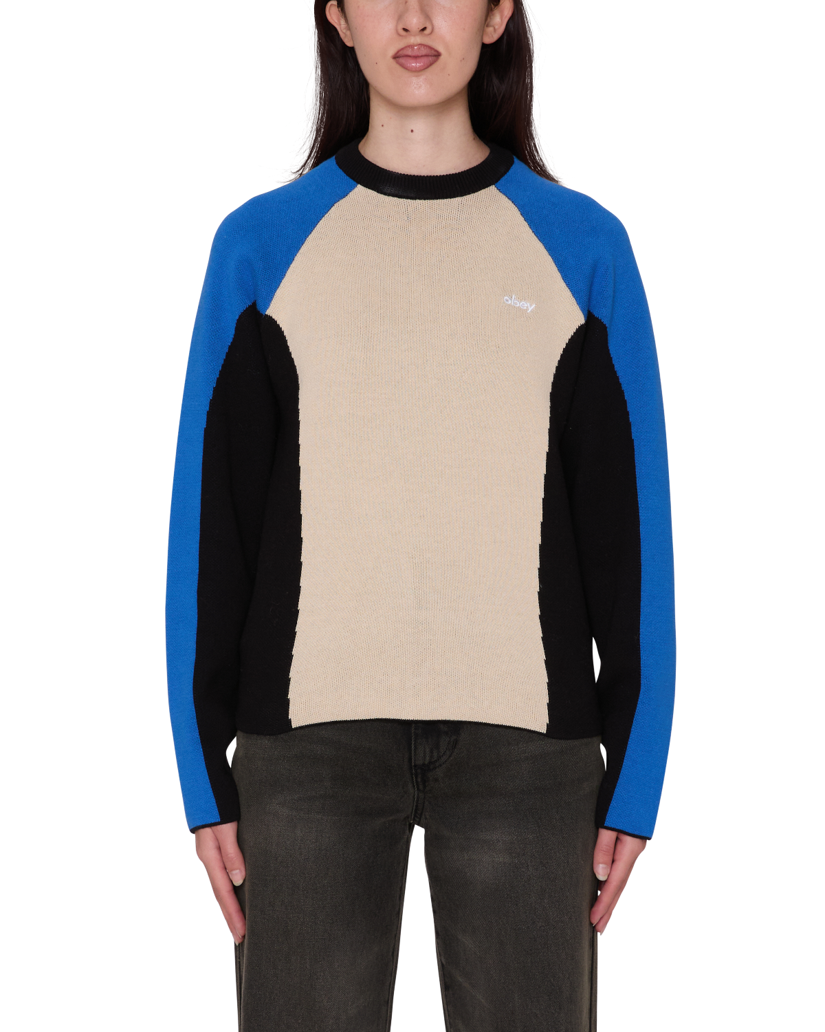 OBEY ANGIE CREW SWEATER CREAM MULTI 
