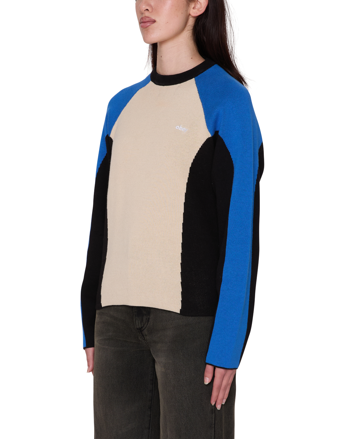 OBEY ANGIE CREW SWEATER CREAM MULTI 