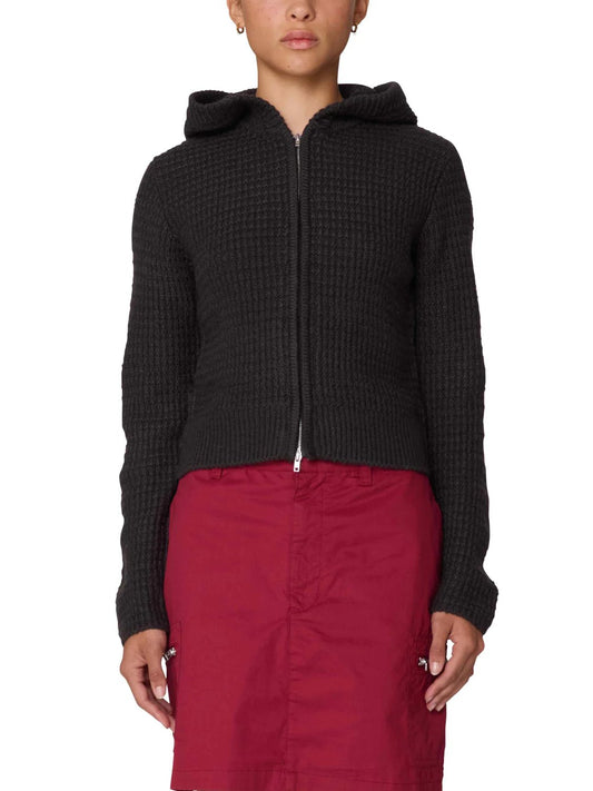OBEY GLENDA HOOD ZIP SWEATER CHARCOAL 