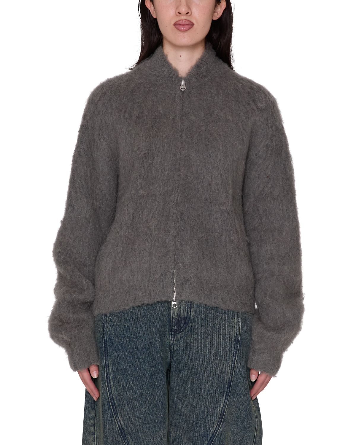 OBEY CAIA SWEATER BOMBER CHARCOAL 
