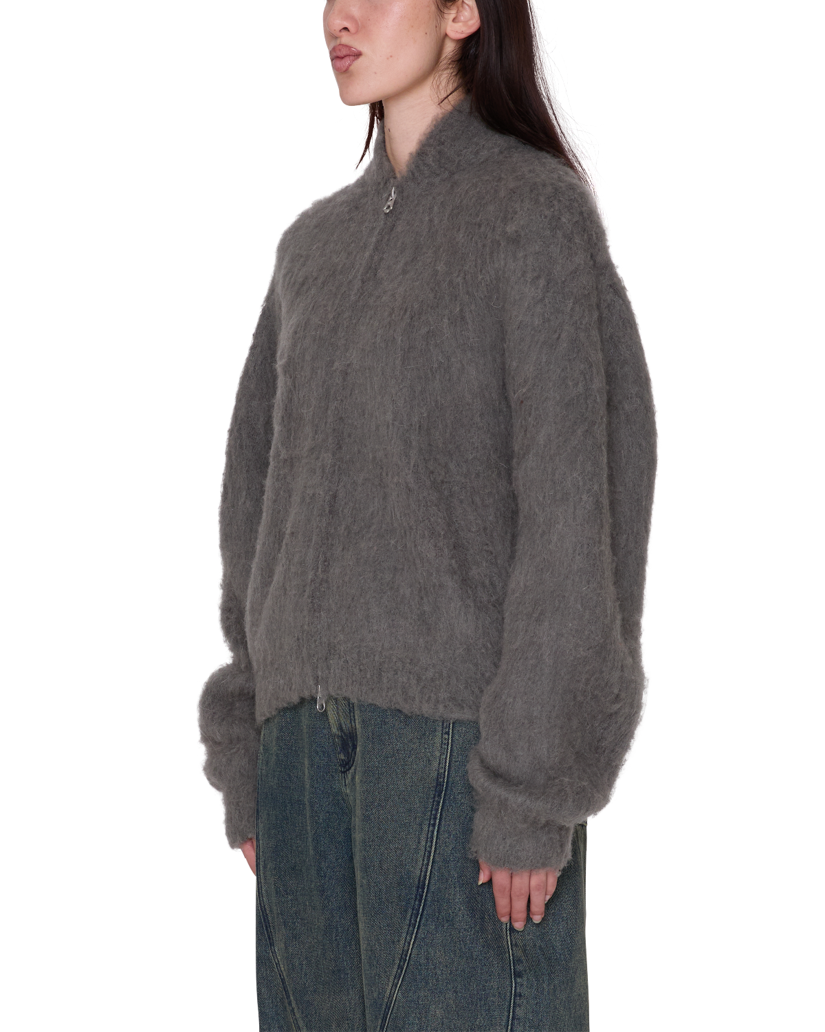 OBEY CAIA SWEATER BOMBER CHARCOAL 