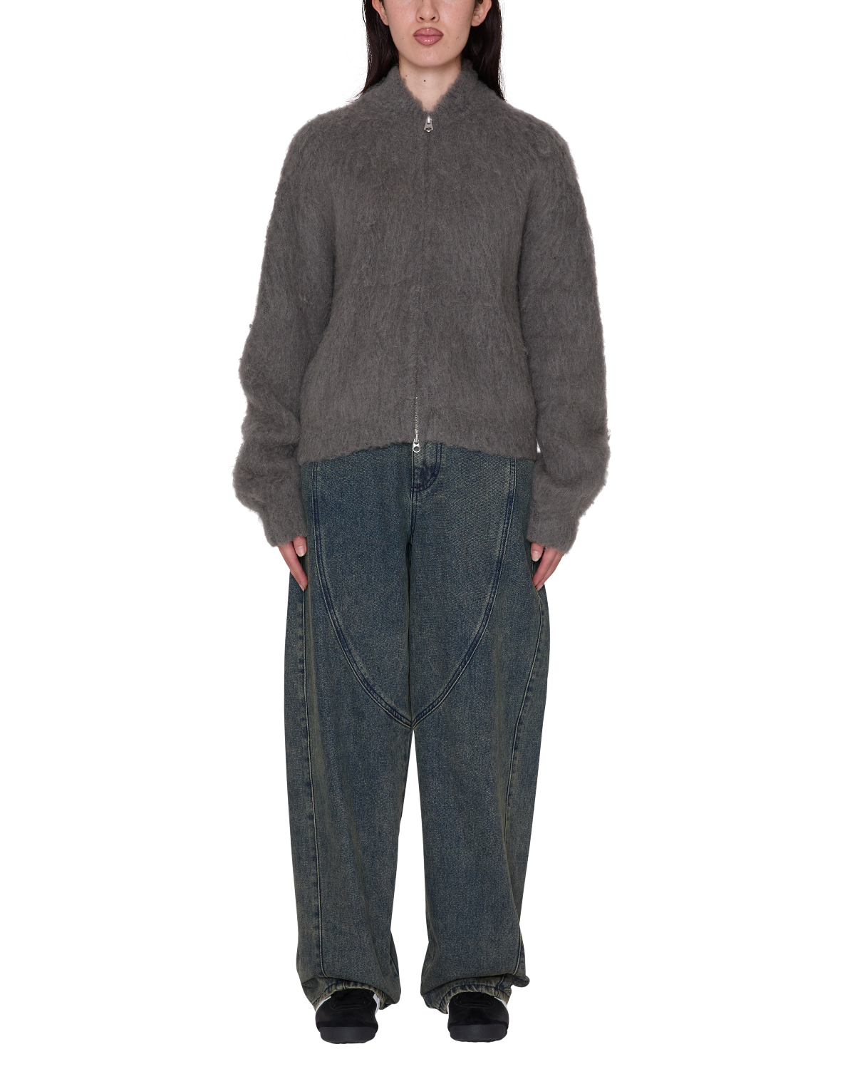 OBEY CAIA SWEATER BOMBER CHARCOAL 