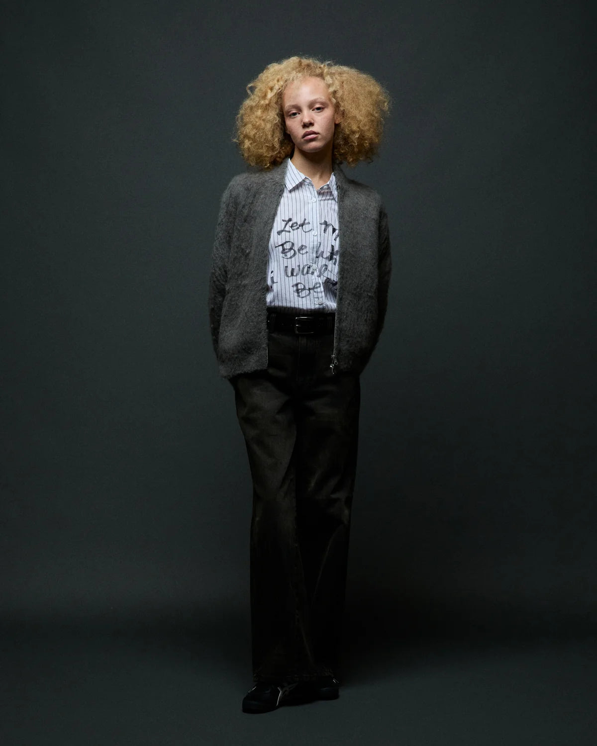 OBEY CAIA SWEATER BOMBER CHARCOAL 