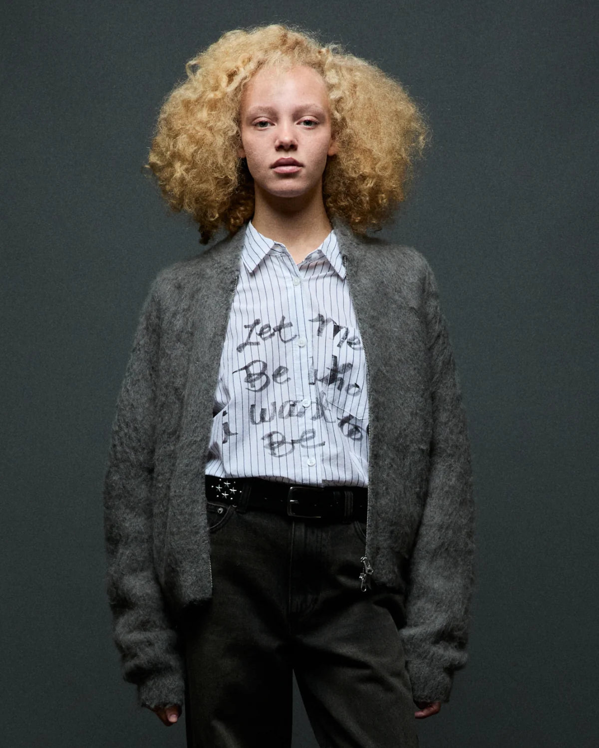 OBEY CAIA SWEATER BOMBER CHARCOAL 