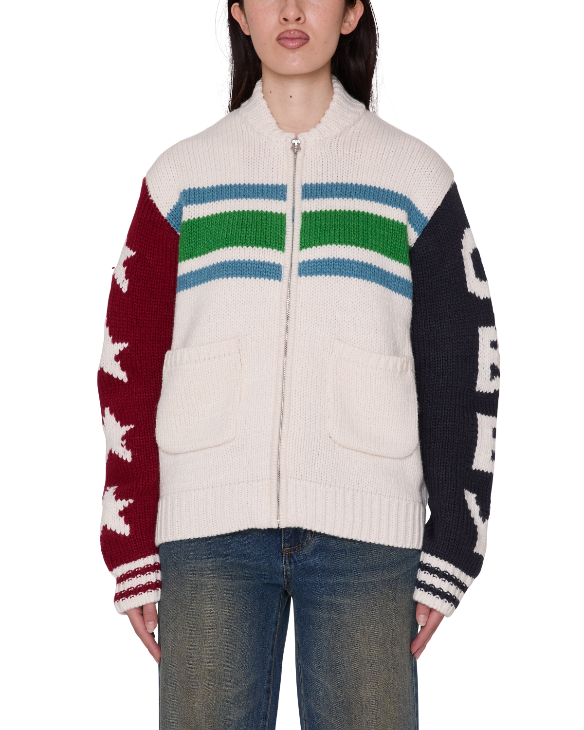 OBEY ETTA COWICHAN SWEATER UNBLEACHED MULTI 