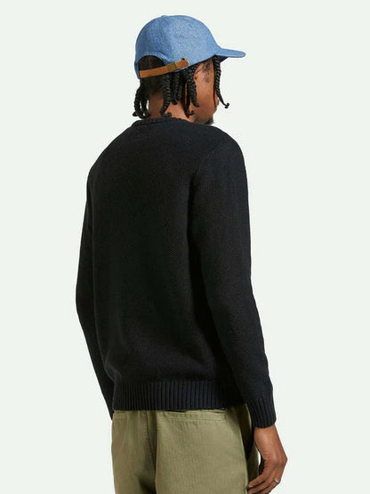 BRIXTON JACQUES WAFFLE KNIT SWEATER BLACK 