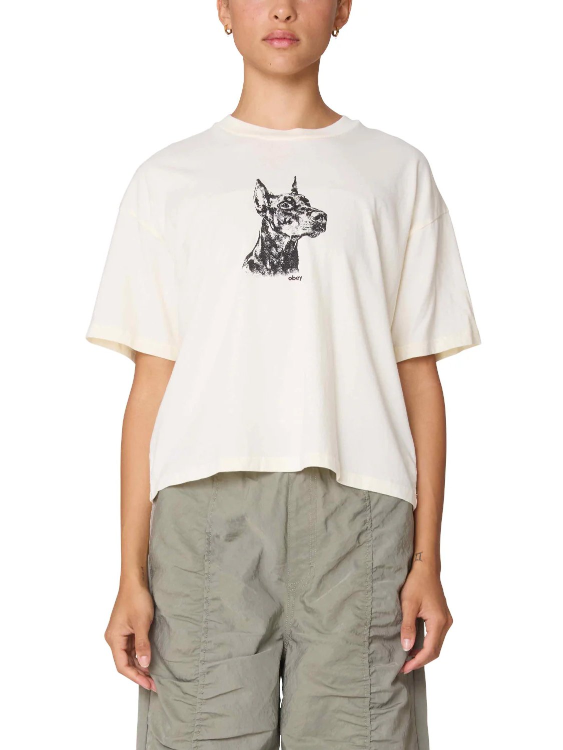 OBEY DOBERMANN T-SHIRT UNBLEACHED 