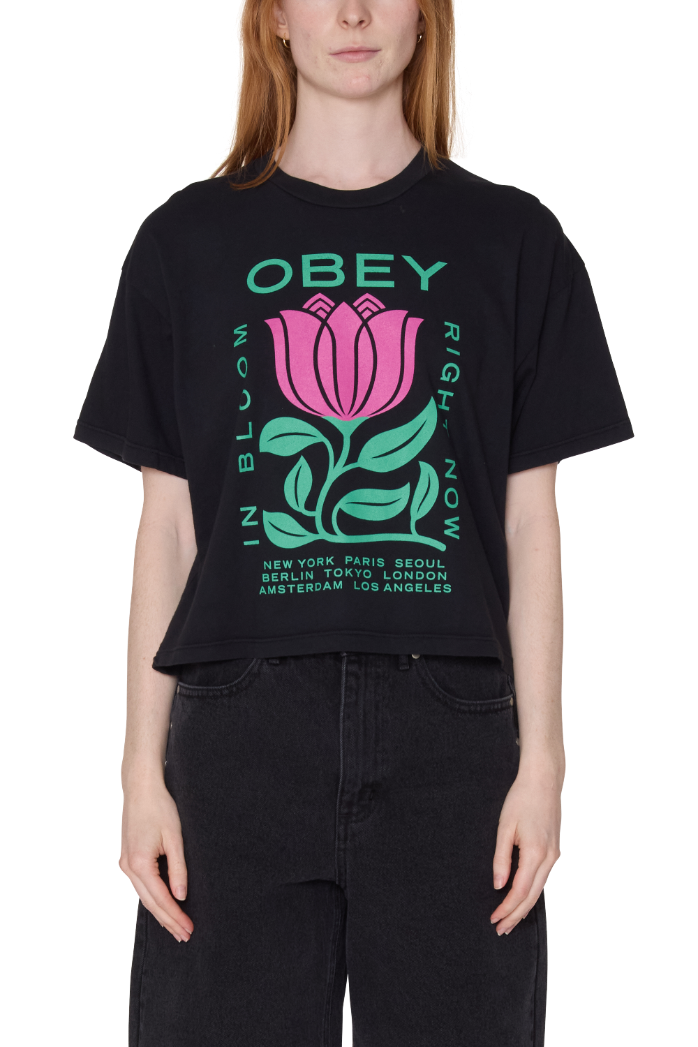 OBEY IN BLOOM T-SHIRT DIGITAL BLACK 