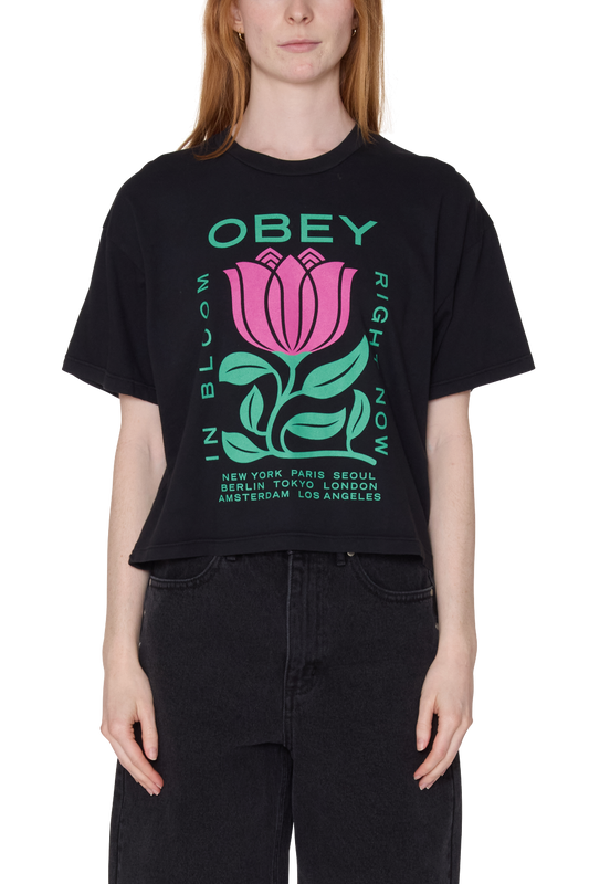 OBEY IN BLOOM T-SHIRT DIGITAL BLACK 