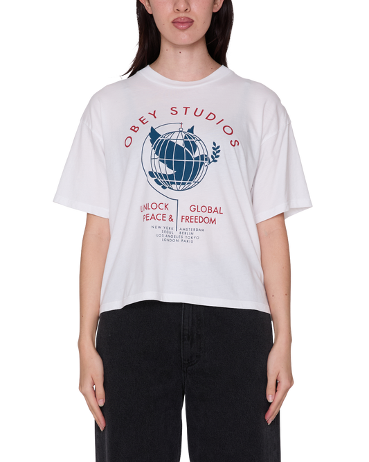 OBEY UNLOCK PEACE & FREEDOM T-SHIRT WHITE 