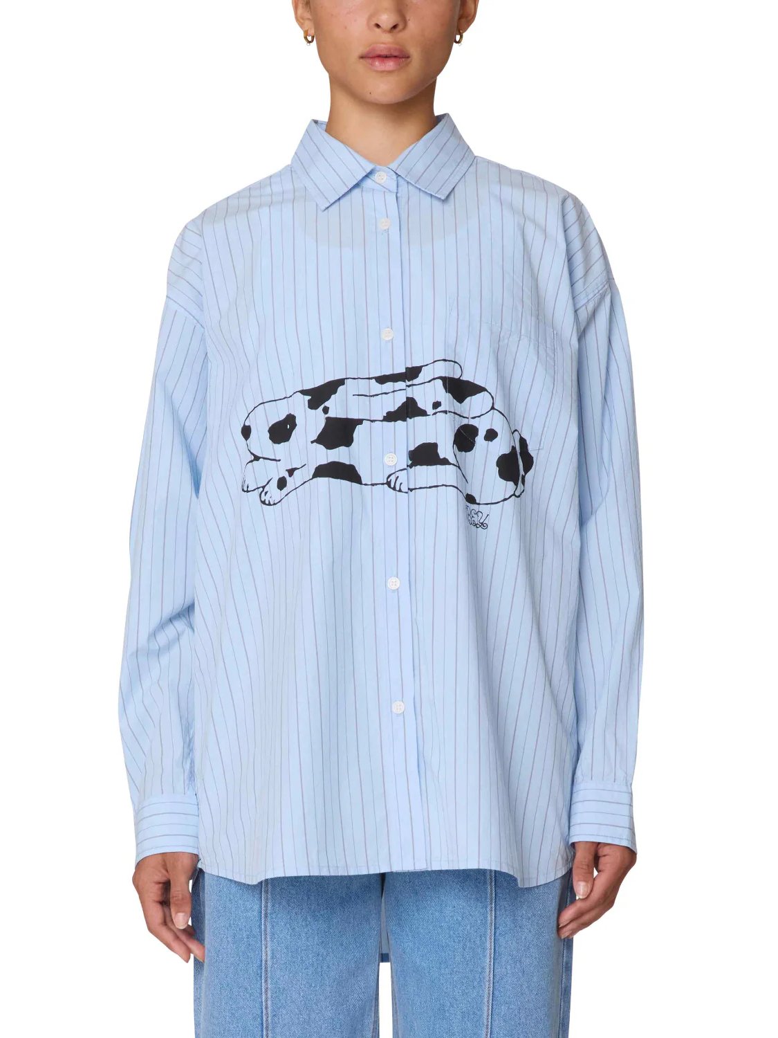 OBEY BEVERLY GRAPHIC LS SHIRT LIGHT BLUE MULTI 